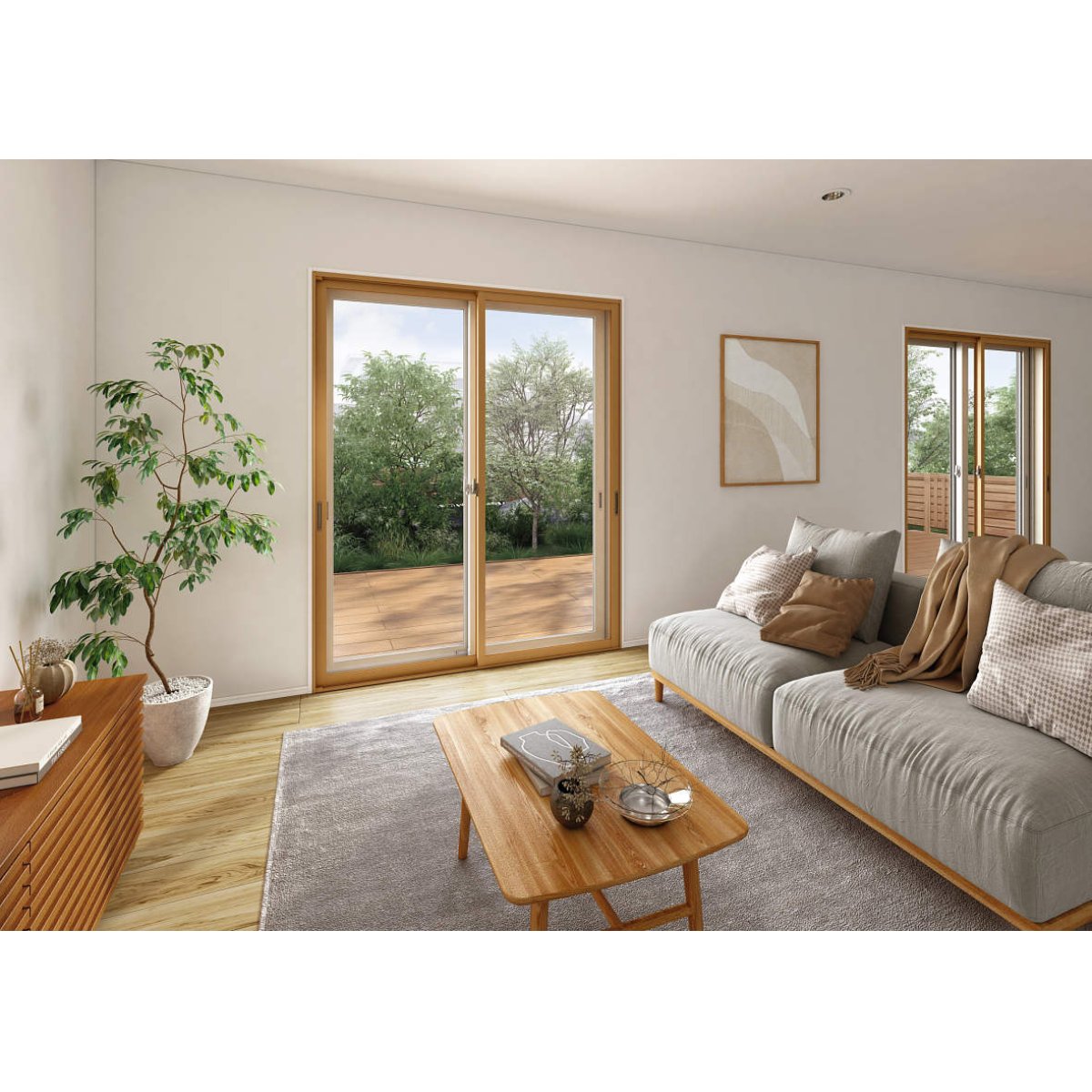 画像4: 【ナチュラル】 固定ウチリモ2枚建 引違い窓 Low-E複層ガラス ガスなし